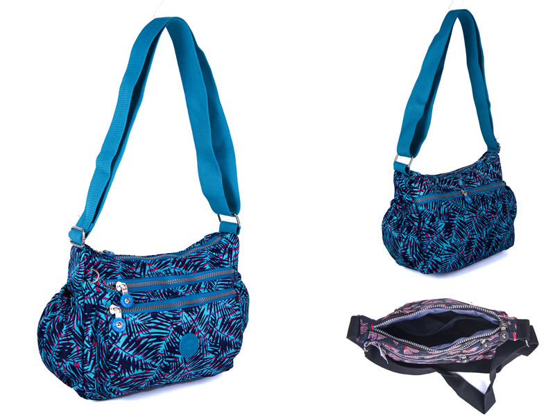 (image for) 2502 TURQ PALMS LORENZ SHOULDER BAG WITH 4 ZIPS